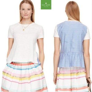 Broome Street by Kate Spade Small Peplum Mixed Media Short Sleeve Top